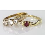 Two 9ct Gold hallmarked stone set Rings weight 3.7g
