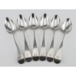 Scottish set of six silver Old English Pattern tablespoons, Edinburgh, 1806. Length 22.5cm, Total