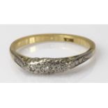 18ct Yellow Gold diamond three stone Ring, finger size P, weight 2.5g