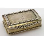 Attractive George IV silver snuff box. Has a Rock armorial on lid - lovely design & quality.