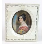 Portrait miniature, depicting a well dressed young lady, circa 19th Century, with artists