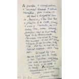 Binyon (Laurence, 1869-1943). An original two-sided manuscript letter signed by Laurence Binyon,