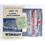 Blackpool v Bolton 2nd May 1953 FA Cup Final, programme, ticket and songsheet. (3)