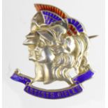 Artists Rifles silver & enamel sweetheart badge/brooch marked "TLM Sterling" on reverse