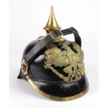 Imperial German/Prussian Picklehaube, later fixed spike and chin strap, original liner.