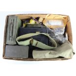 Mixed box of Militaria including 30 Cal tin. (Qty) Buyer collects