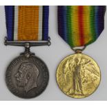 BWM & Victory Medal to 28852 Pte H Webb R.War.Regt. Entitled to a Silver War badge for Wounds. (2)