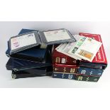 GB FDC's in large and heavy box, mid 1960's to c2000 in 11x albums. Many with Bureau postmarks, a