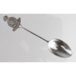 Silver military spoon - Somerset County Volunteer Regiment. Weighs 10.3gms. Hallmarked Birm. 1916