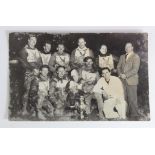Speedway Exeter Falcons postcard sized Team photo 8 Riders plus Manager and Mechanic with Mascot and