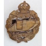 Badge Tank Corps WW1 Officers bladed bronze cap badge