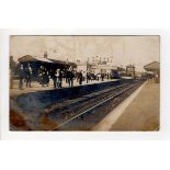 Railway station. Malden Surrey London (interior, with train and passengers). South Western