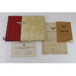 German family tree book with pledge to Adolf Hitler document signed by Paul Thiel 15.12.1937 with