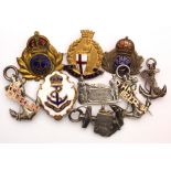 Naval WW1 era sweetheart badges inc HMS Hibernia, RND, HMS Champion, HMS Dublin, HMS Hindustan,