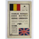 Football London / Liege programme for match between Diables Rouges (Red Devils) Belgium v London