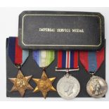 WW2 group - 1939-45 Star, Atlantic Star, War Medal and QE2 Imperial Service Medal (Fredderick