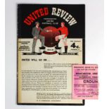 Manchester United v Sheffield Wednesday 19/2/1958 FA Cup 5th Round, tape repair. With Ticket, this