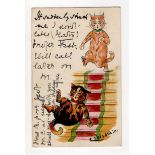 Louis Wain cats postcard - Woolstone: It suddenly struck me, postally used Redruth 1903.