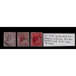 GB - 1911/12 EDVII high values, SG315 & 316 2/6d distinctive shades, SG318 5s, cat £830 (3)