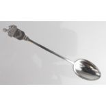 Silver military shooting spoon - Front reads "Defence not Defiance" - back reads "L.Sergt. E.P.