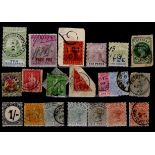 Trinidad selection of stamps and revenues on stockcard, noted apparently bisect SG.75a on piece,