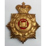 Suffolk Regiment OR's Helmet Plate, QVC, gilt metal