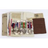 WW2 1939- 45 Star, F&G Star, Defence and War Medals with soldiers service and paybook, release