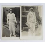 Tennis RP postcards of H Cochet, and A H Gobert, circa 1920's. Both cards embossed 'Published by E