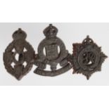 Badges REME, ASC, RAOC WW2 economy hat badges all complete with fixing lugs.