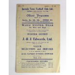 Ipswich Town v Swindon Res 16/11/1946 F/C. Hole punched