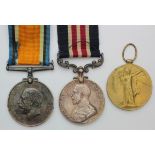 Military Medal GV (L-8580 Pte H Ford 16/Lrs), BWM & Victory Medal (52452 Pte H Ford E.Surr.R). MM