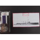Naval Long Service Medal GV to 235474 A Mercer PO, HMS Yarmouth, comes with a copy set of Naval