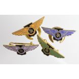Badges 4 x WW2 Saunders Roe badges (possibly National Service badges) different colours, all