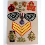 Corps of Commissionaires collection inc cloth, cap badges, buttons, medal. (qty)