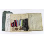 WW2 Royal Navy Group consisting 1939-45 Star, Atlantic Star and War Medal, Royal Naval Certificate