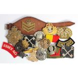 Assorted Badges. A brooched Victorian Northamptonshire Regiment cap badge, WW1 Lewis Gunner