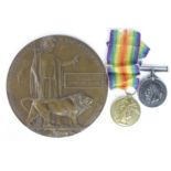 BWM & Victory Medal and Death Plaque to 7004 Pte Charles Frederick Culver 2-London Regt. Killed In