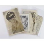 German Lufftwaffe fighter Pilots casualty portrait photo, grave photo and newspaper cutting etc.,