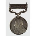 India Medal 1896 (silver) EDVII with bar Waziristan 1901-2 to 3734 Sepoy Jhanda Singh 27th Pjb Infy