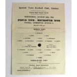 Ipswich Town v Northampton Town 25th August 1954 Football Combination Div 2, single sheet programme