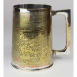 Trench Art metal tankard - amazing piece showing most of the events which happened in the North