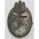 German Panzer Assault badge, bronze, 'AS' in triangle maker marked