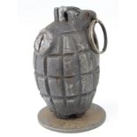 WW2 Mills No.36 Hand Grenade with rifle cup base plate, deactivated.