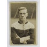 Football RP postcard of Andrew Jackson of Middlesborough, hand signed by Jackson. Dated 1914 in ink.