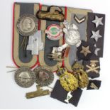 Italian Fascist items inc 3x Italian shoulder boards, 3x Black Shirt collar badges, Black Shirt