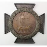 Death Plaque in 1914-1918 metal frame to 22657 Pte Arthur Wrigglesworth 1st Bn North'd Fus. Died