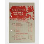 Manchester United v Doncaster 28th April 1945 F/L Cup North, single sheet. Hole punched
