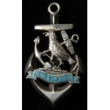 H.M.S. Hood, silver & enamel sweetheart brooch/badge marked on the back "Sterling Silver" - Rare &