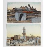 Syria Aleppo postcards showing clock tower and panorama views, each with military British Field Post