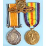 BWM & Victory Medal to 136435 Gnr J E Jones RA. With cap badge